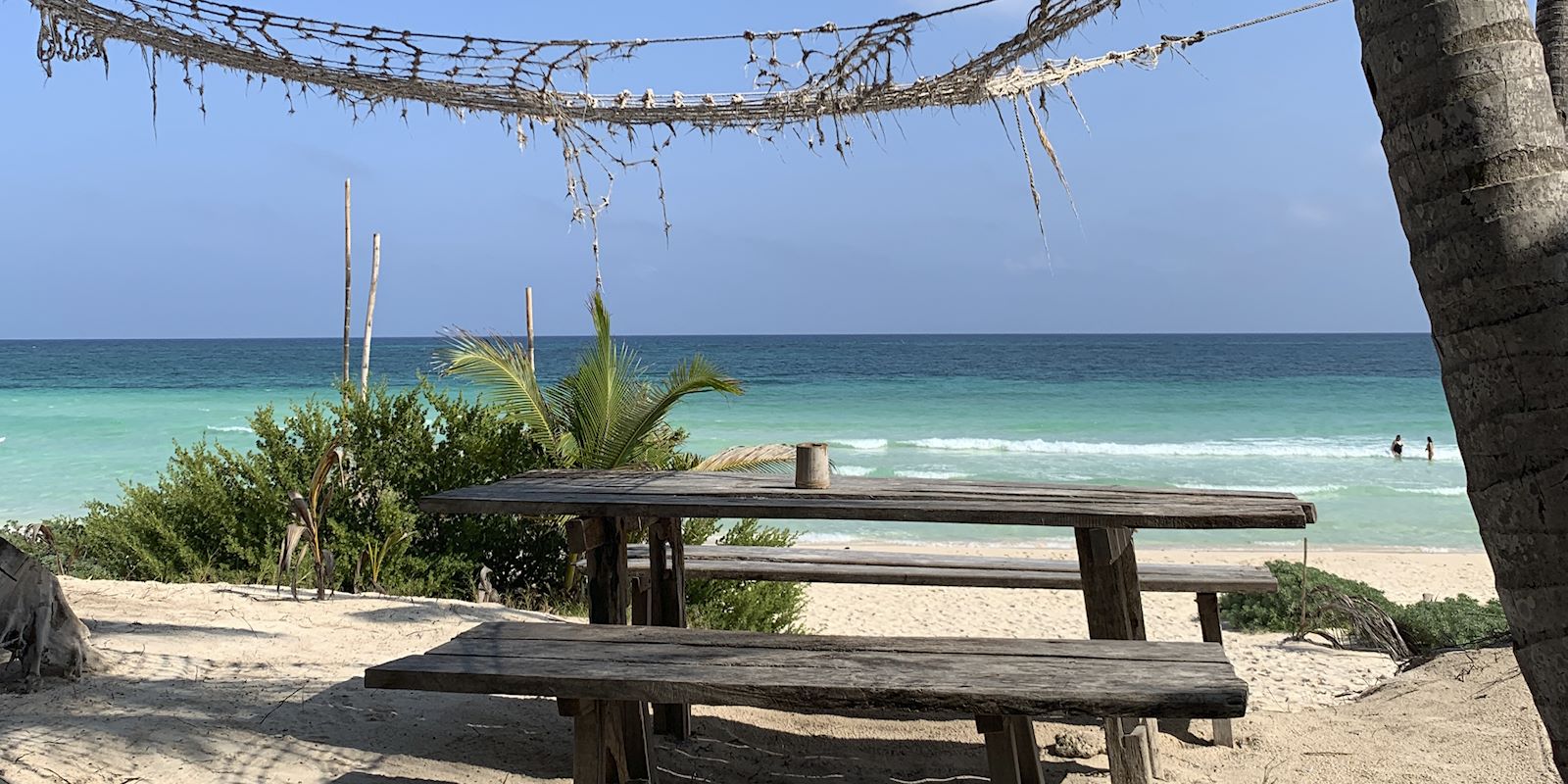 Eating on the Mayan Beach